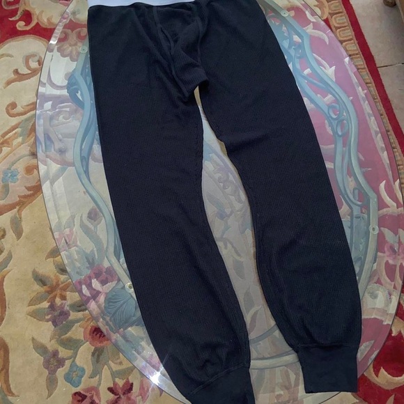 Men’s black long john chaps pajamas dad pants winter comfy bottoms casual sweats - Picture 5 of 12